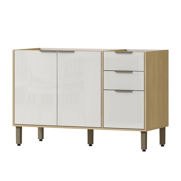 Balcão 120 Glória Castanho/Off White (BGL02) MX MÓVEIS 