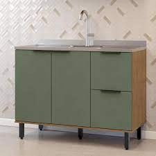 Balcão 120 Toscana Freijó/Jade 100% MDF (BTO03) MX MÓVEIS 