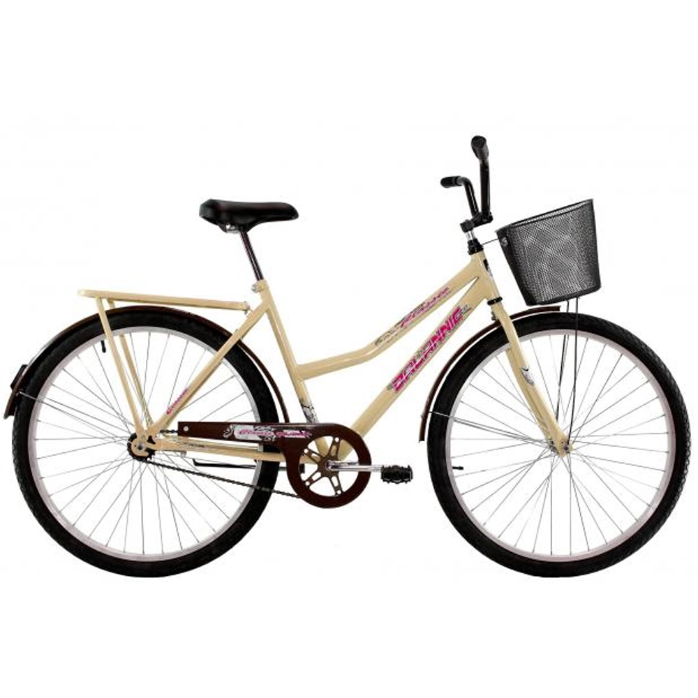 Bicicleta Feminina A26 Bege Classic New CP com Cesta (6851) Dalannio Bike