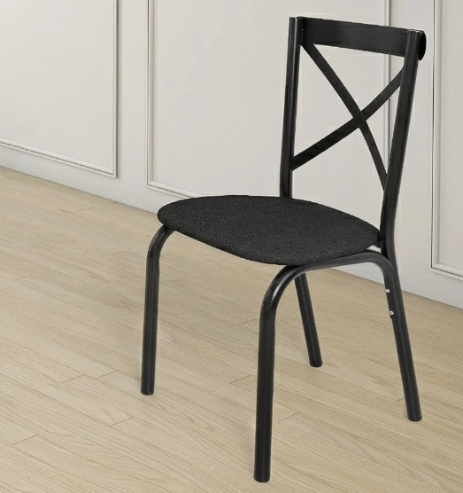 Cadeira Karina Tubo Preto Fosco/ Assento Linho Preto (276DPFLP) CIPLAFE 