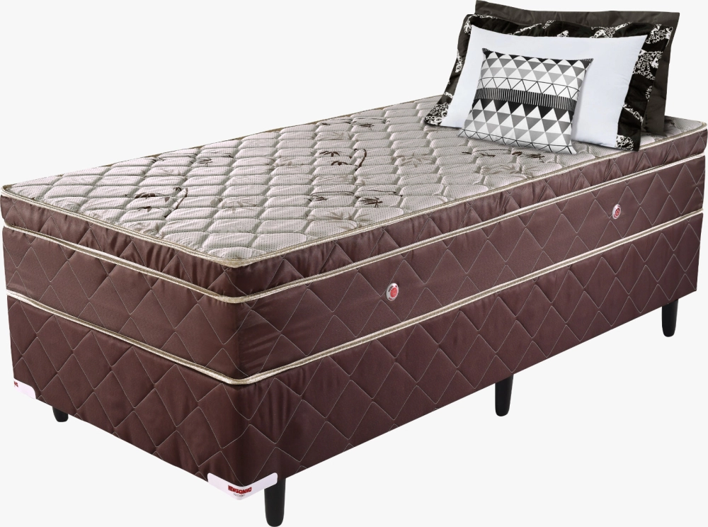 Cama Box Solteiro (Box+Colchão) 088x188x31Magnus Confort Plus Mola Ensacada NEWSONNO
