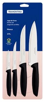Conjunto de Facas Plenus Inox/Preto 04 Peças (Ref: 23498064) TRAMONTINA