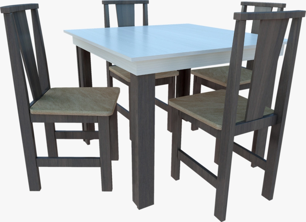 Conjunto Mesa Plus 90 x 90cm com 4 Cadeiras Pop Corino Bege SEA MÓVEIS