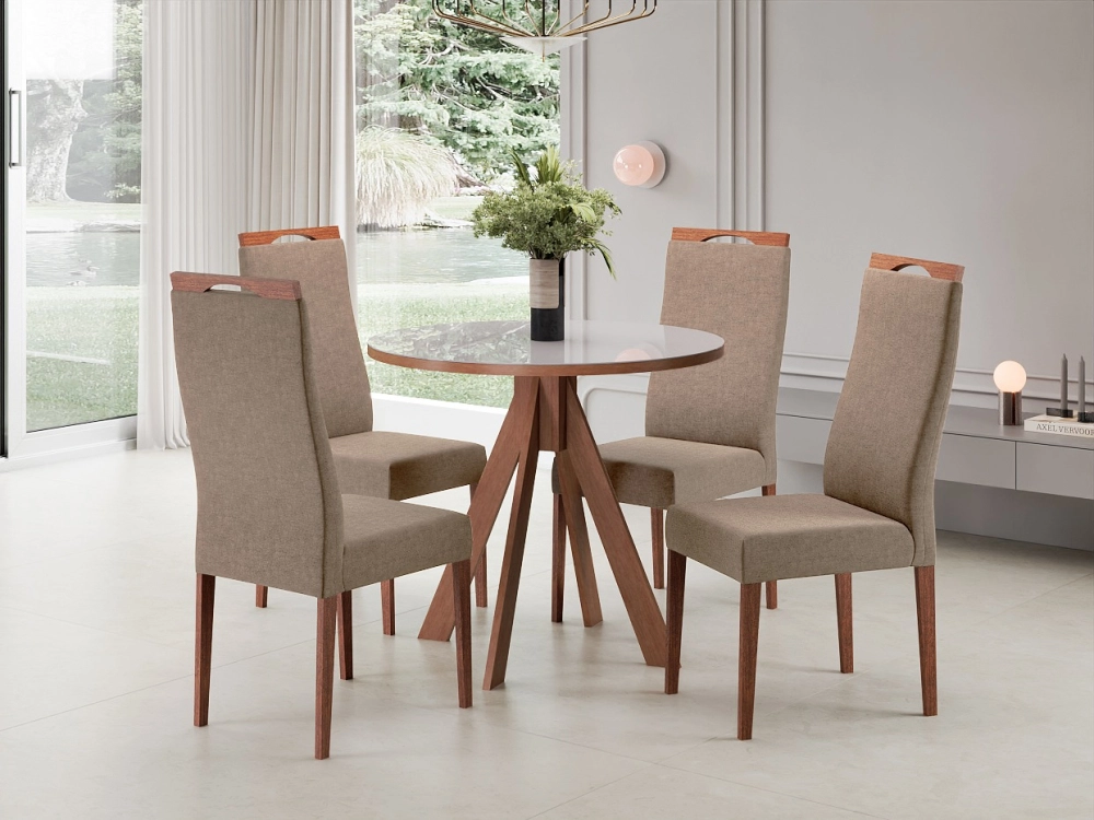 Conjunto Mesa Redonda Dallas (41003) com 04 Cadeiras Grecia Madetal (40999)