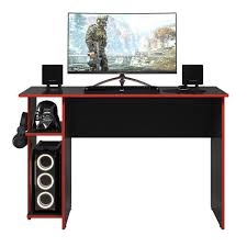 Escrivaninha Gamer Preto Fosco/Vermelho (3875.76) QMOVI 