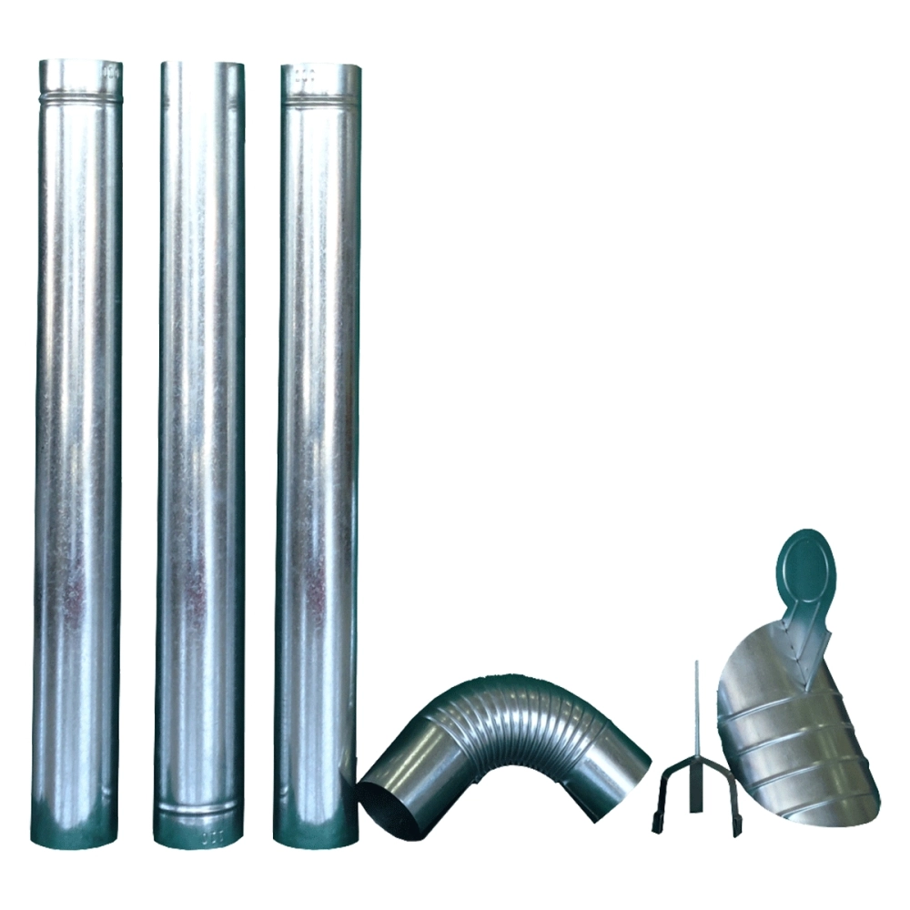 Kit Chaminé para Fogão a Lenha 110 Galvanizado com Curva, Chapéu Giratório ADAMS 