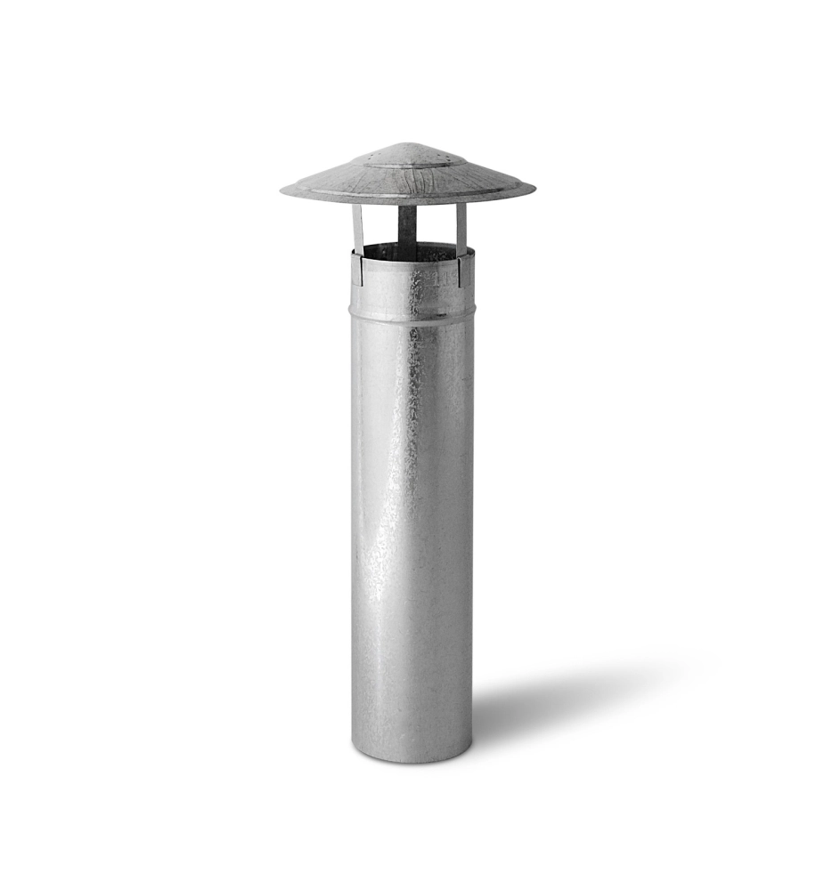 Kit Chaminé para Fogão a Lenha 110 Galvanizado com Joelho, Chapéu Fixo ADAMS