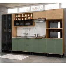 Kit Cozinha 6pçs Toscana Freijó/Jade 100% MDF Mx Móveis