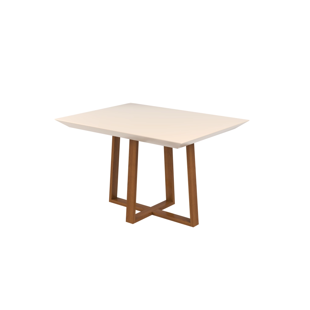 Mesa 120 Galles Canela (A10) com Tampo Vidro Off White (V4) TRADIÇÃO