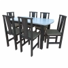  Mesa 152cm + 6 Cadeiras Pop Castanho Corino Bege SEA MOVEIS (39139)  