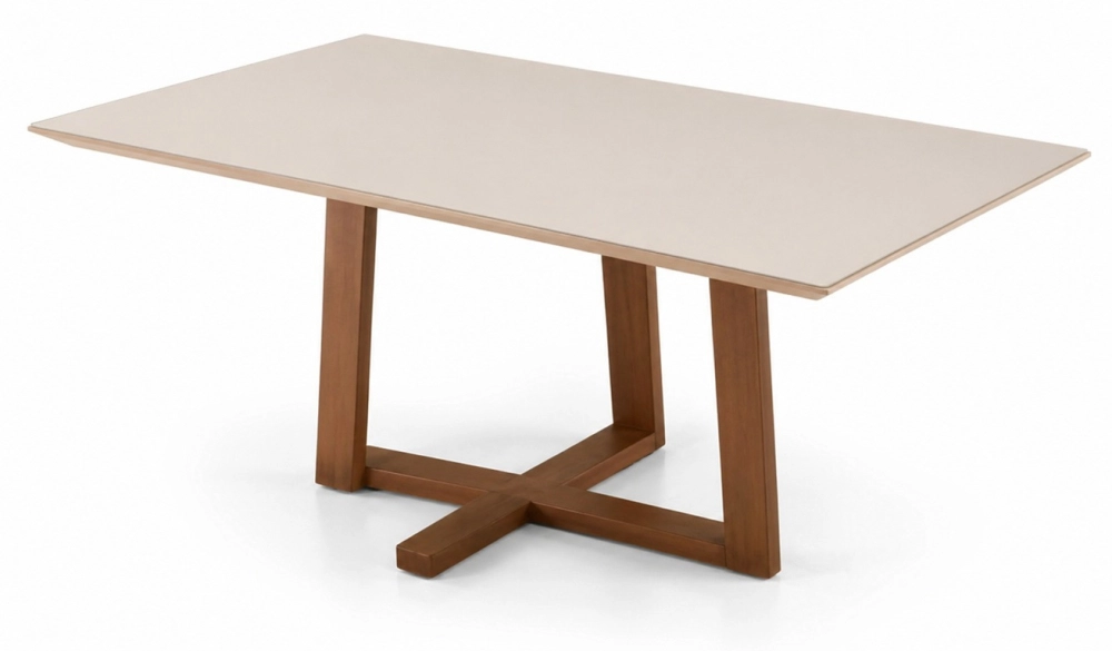 Mesa 160 Galles Canela (A10) Tampo Vidro Off White (V4) TRADIÇÃO 