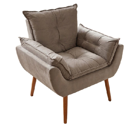 Poltrona Opala Veludo Castor (TEC 02) Wood 