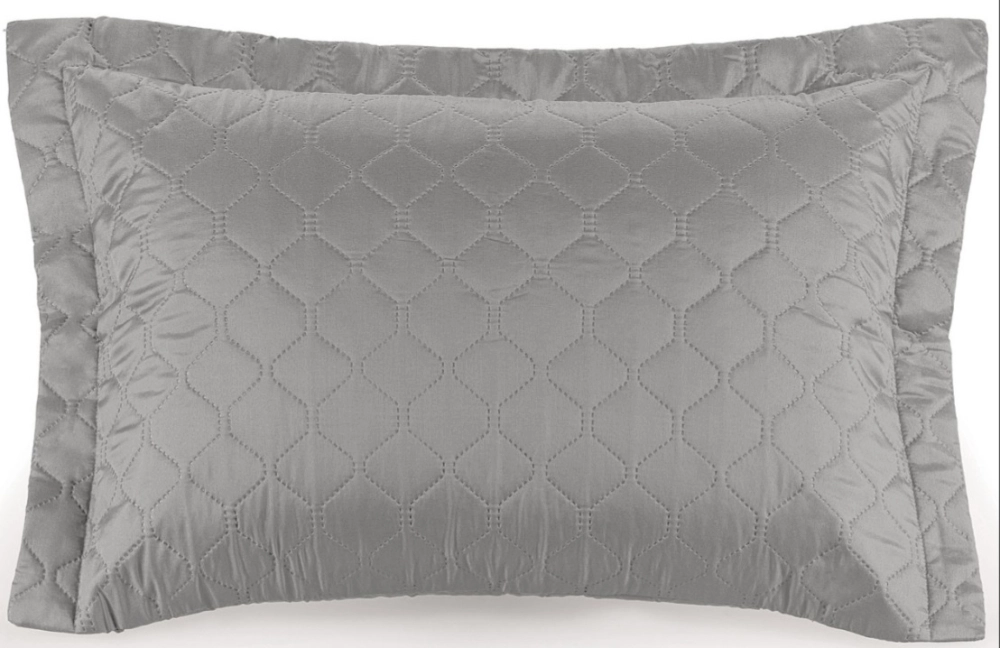 Porta Travesseiro Hedrons 55x80 Matelassado Cinza Cromo