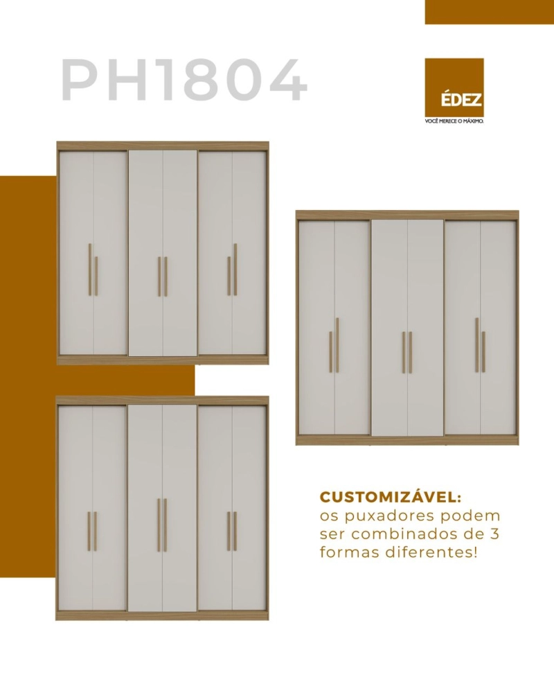Roupeiro 6P Carvalho Vermontt/Off White (PH1804) EDEZ 