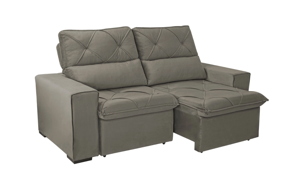 Sofá Alaska  3 Lugares Retrátil Reclinável Veludo 210cm  Wood Estofados